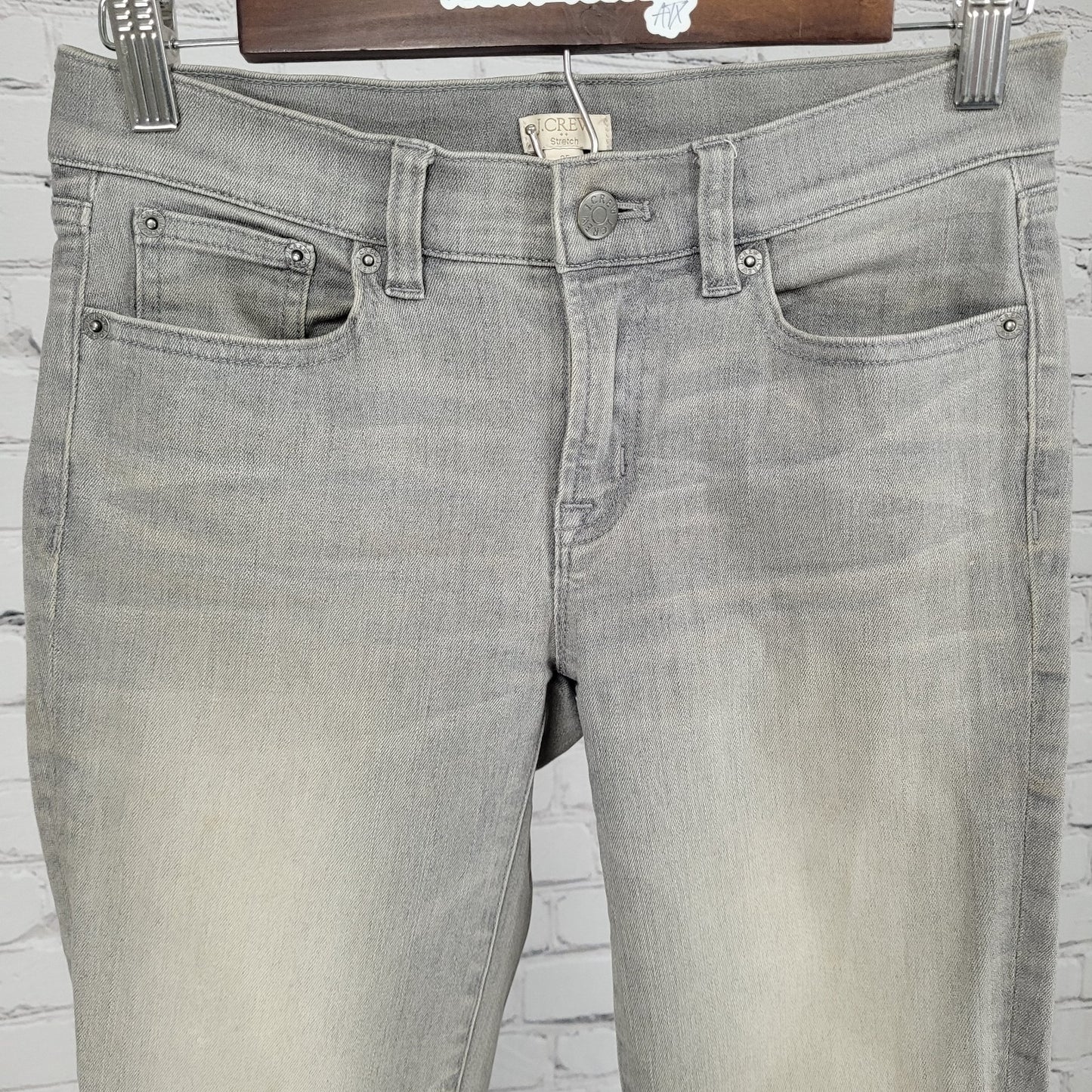 J.CREW Grey Denim Stretch Low Rise Skinny Ankle Jeans Size 25 (26x27)