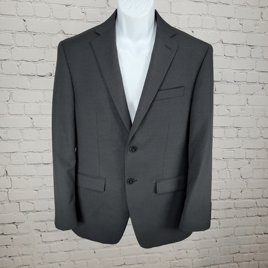 Calvin Klein Black 100% Wool 2 Button Double Vented Notch Blazer Size 36S