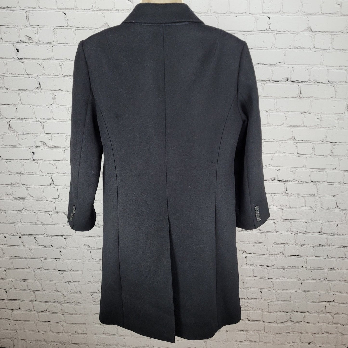 J.CREW Black Wool Cashmere Buttoned Lined Vented Inner Pocket Over Coat Size 6
