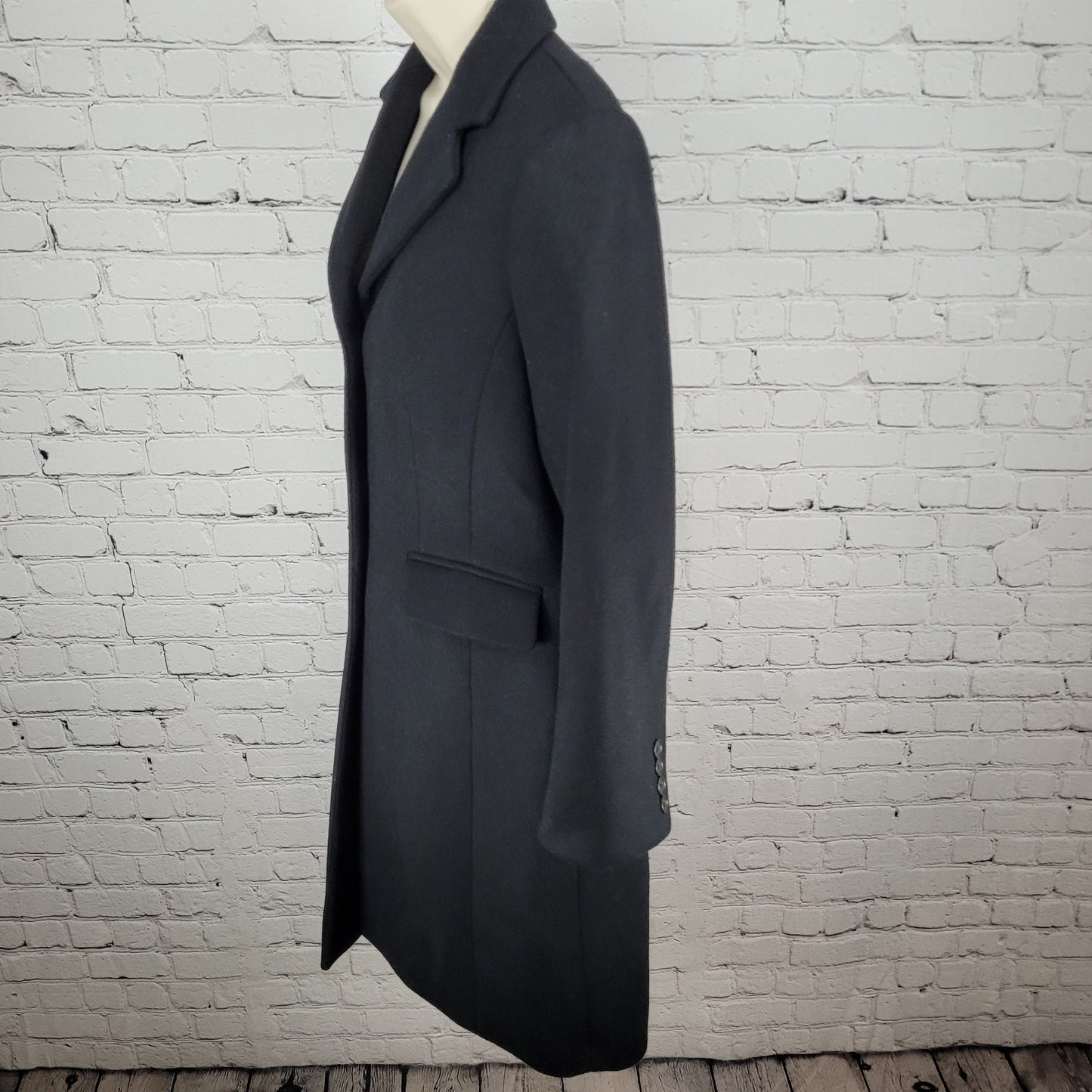 J.CREW Black Wool Cashmere Buttoned Lined Vented Inner Pocket Over Coat Size 6
