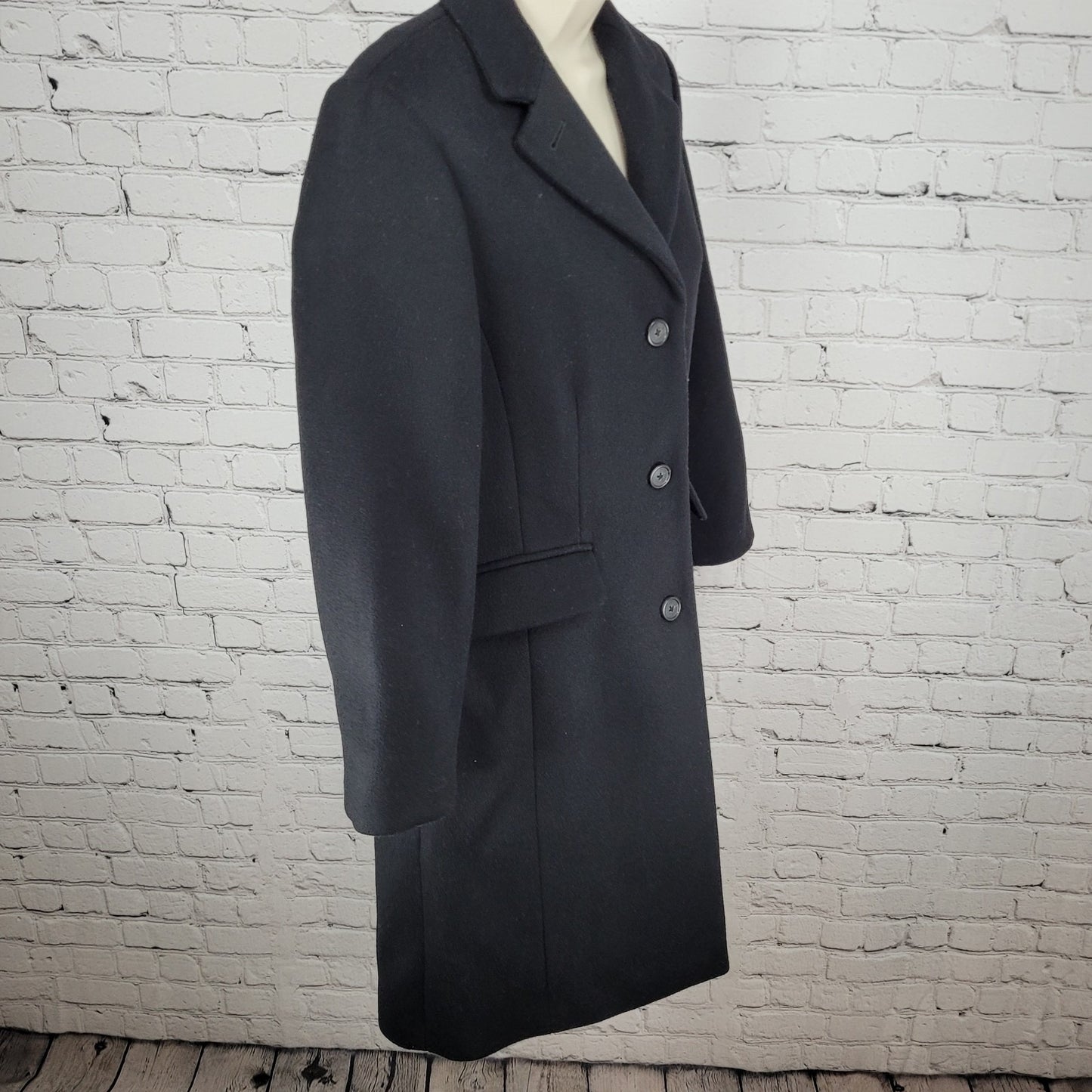 J.CREW Black Wool Cashmere Buttoned Lined Vented Inner Pocket Over Coat Size 6