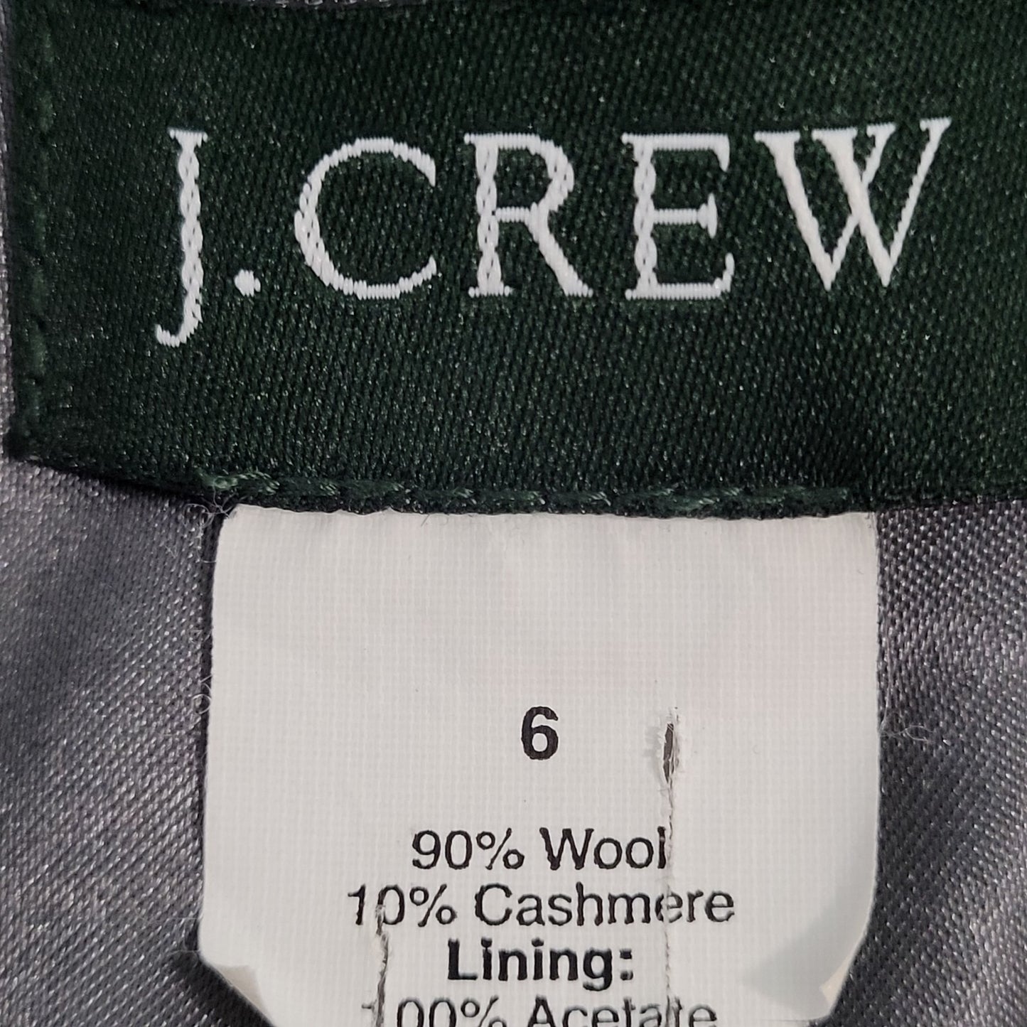 J.CREW Black Wool Cashmere Buttoned Lined Vented Inner Pocket Over Coat Size 6