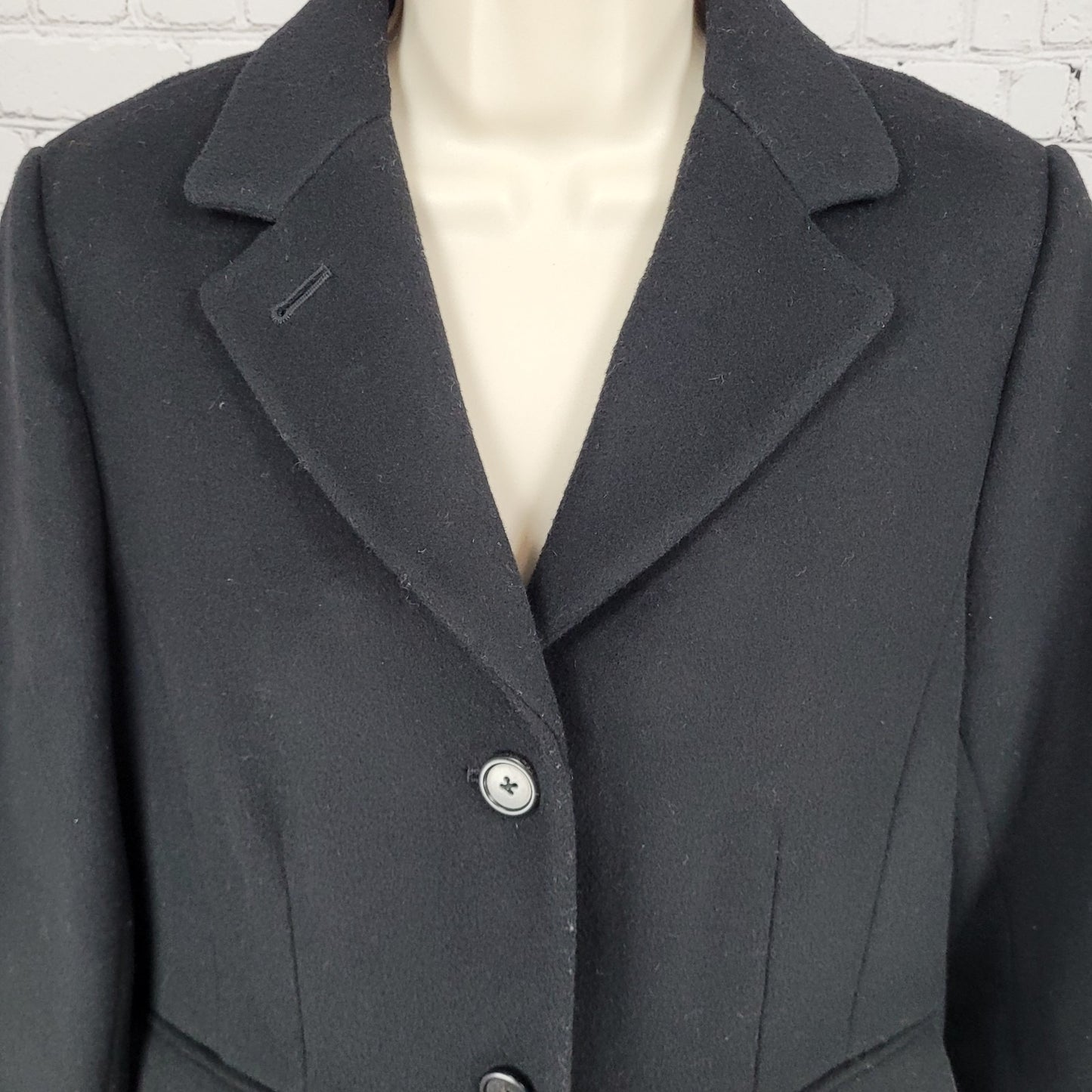 J.CREW Black Wool Cashmere Buttoned Lined Vented Inner Pocket Over Coat Size 6