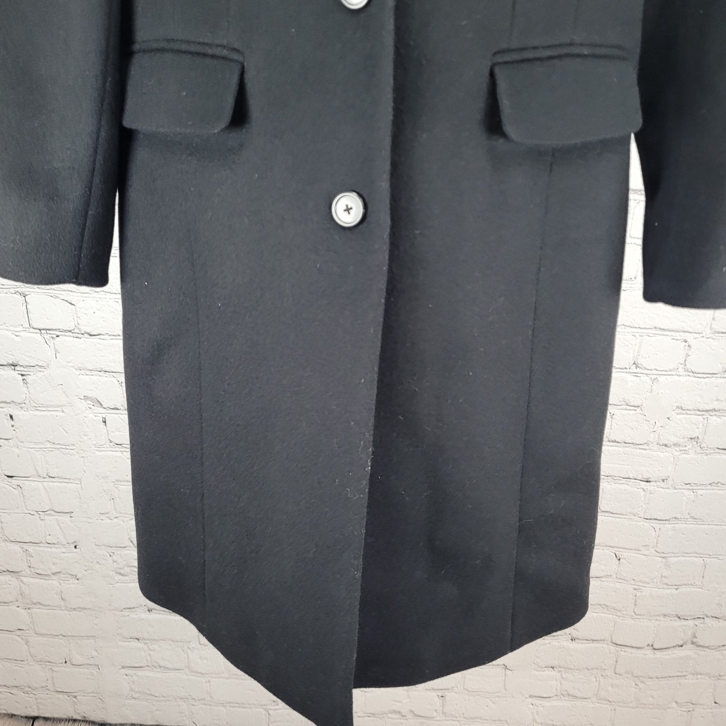 J.CREW Black Wool Cashmere Buttoned Lined Vented Inner Pocket Over Coat Size 6