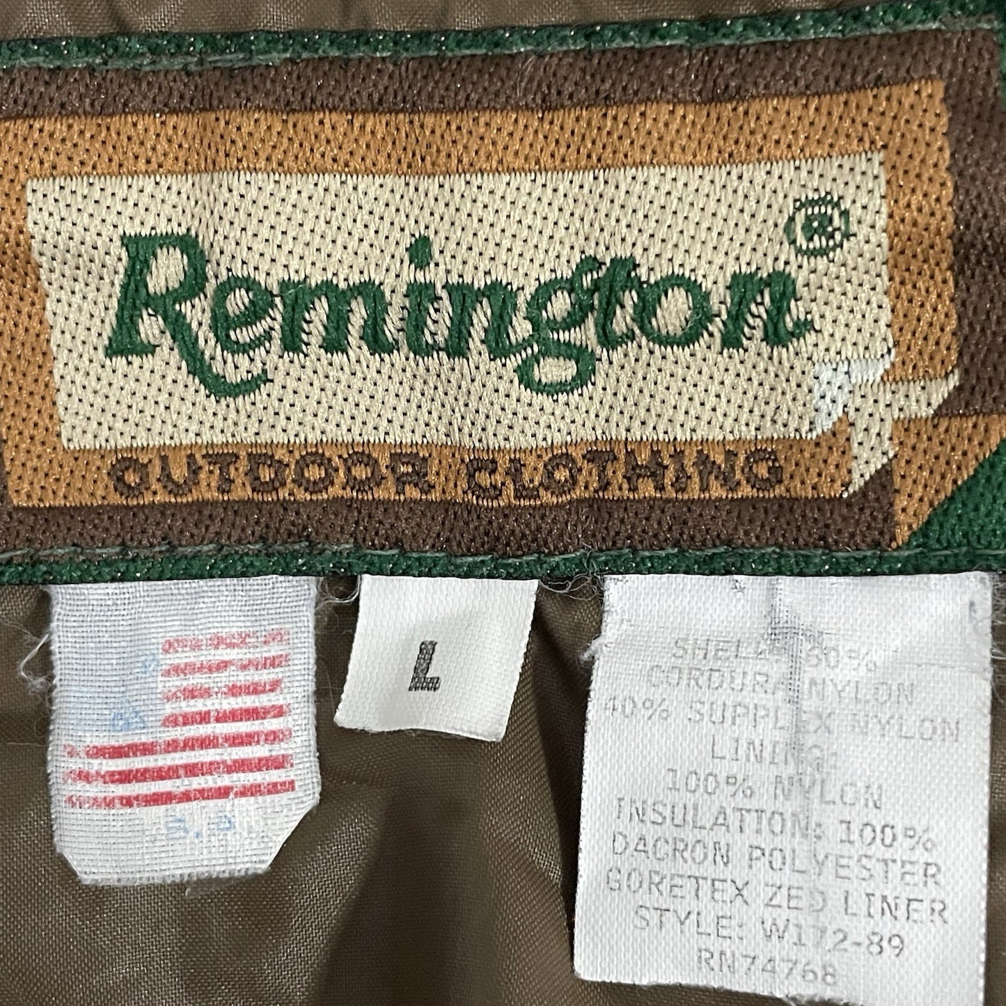 VTG Remington Green Outdoor Insulated Gore Tex Lined Coat USA Made Size Large L