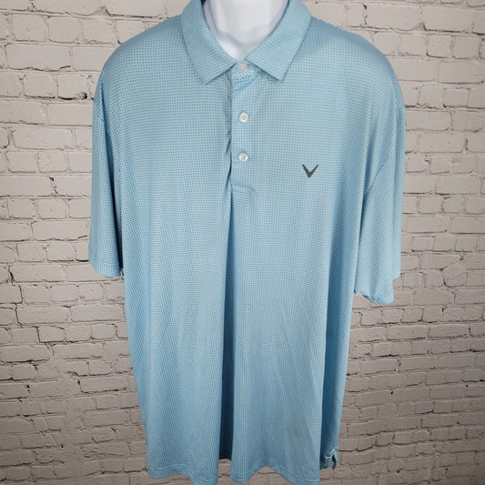 Callaway Blue Geometric Opti-Dri Stretch Golf Short Sleeve Polo Shirt Size XXL