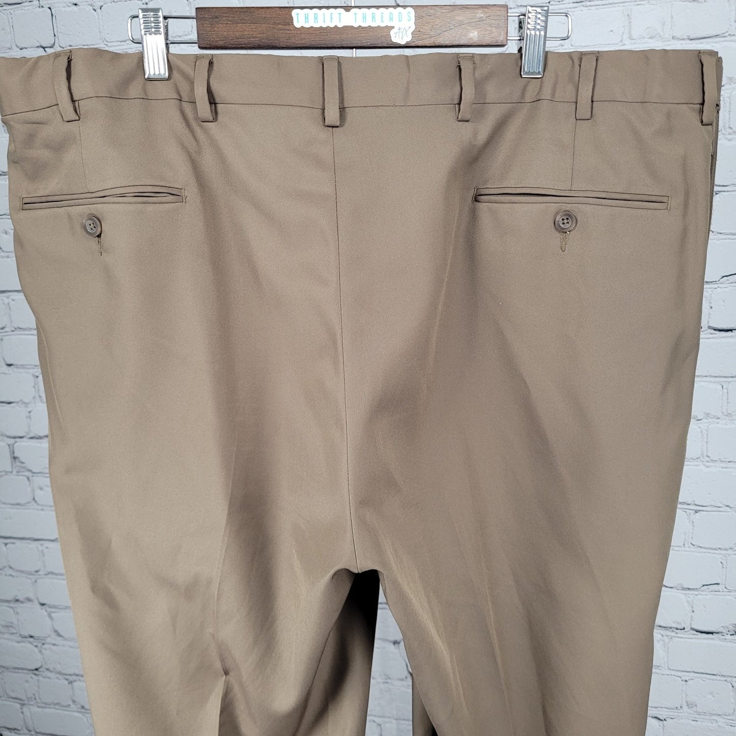 Jos A Bank Brown Traveler Stretch Waist Pleated Cuffed Dress Pants 42x30