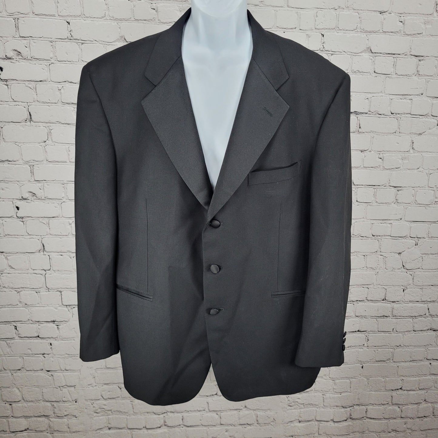 Vito Rufolo Black 100% Wool Comero Super 100's Tuxedo Suit Jacket Italy 44R