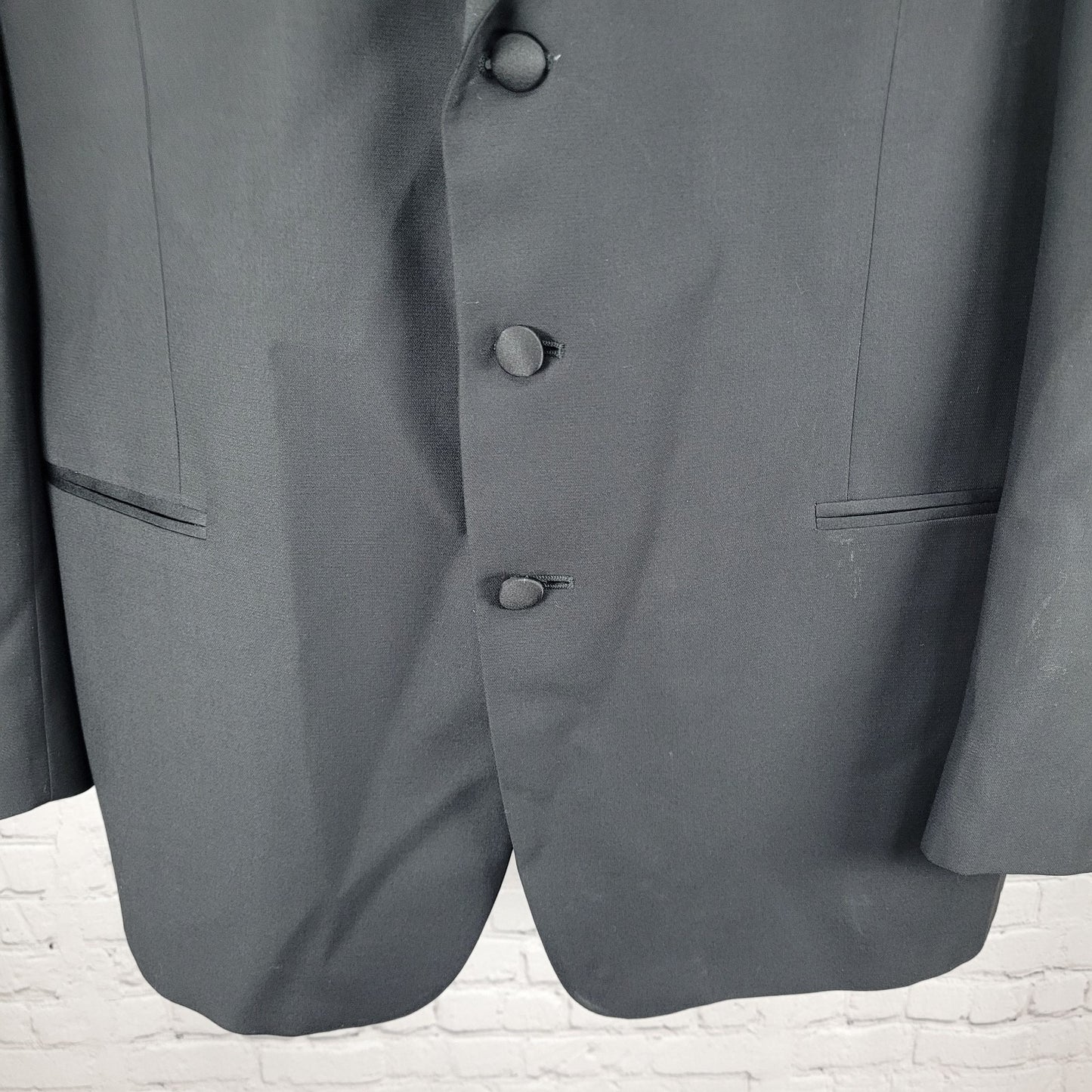 Vito Rufolo Black 100% Wool Comero Super 100's Tuxedo Suit Jacket Italy 44R