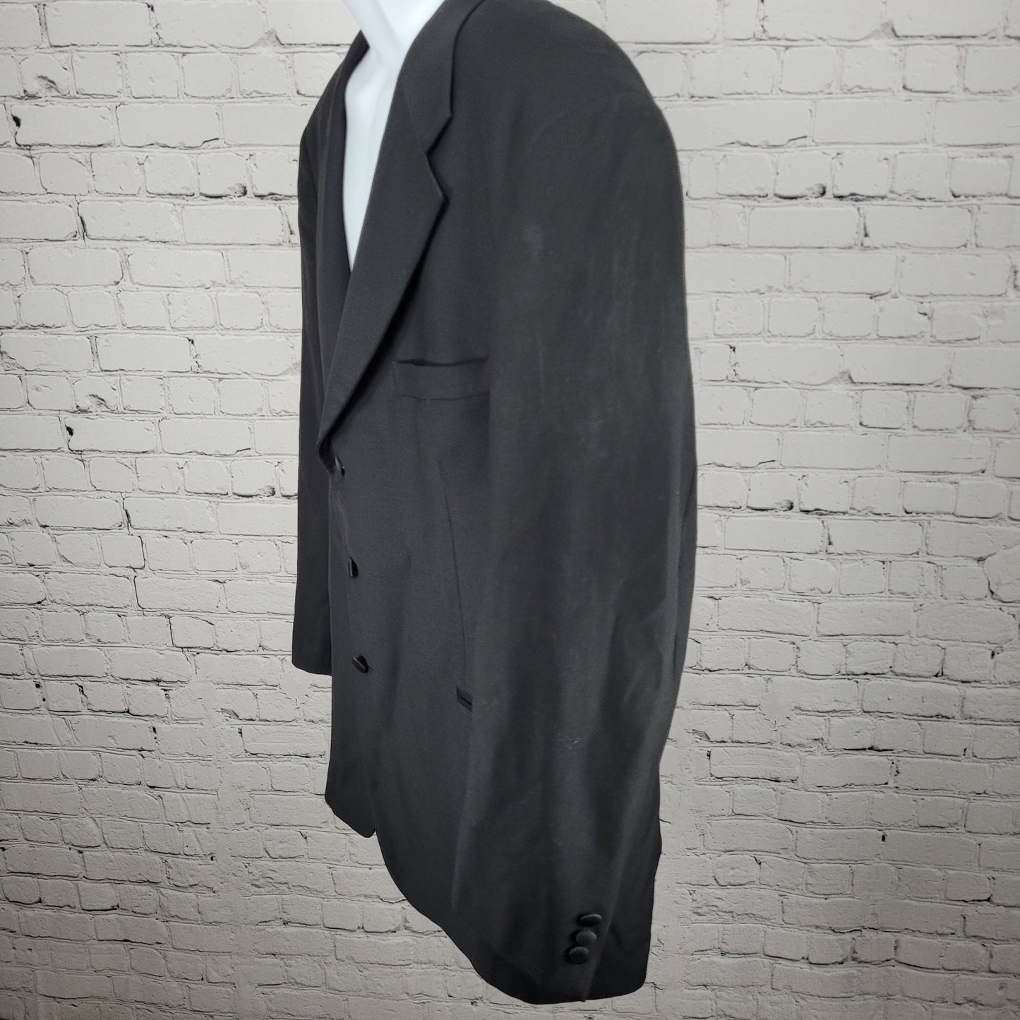 Vito Rufolo Black 100% Wool Comero Super 100's Tuxedo Suit Jacket Italy 44R