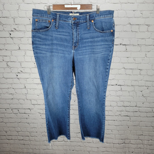Madewell Blue Denim Cali Demi Boot High Rise Crop Jeans Size 34 (38x24)