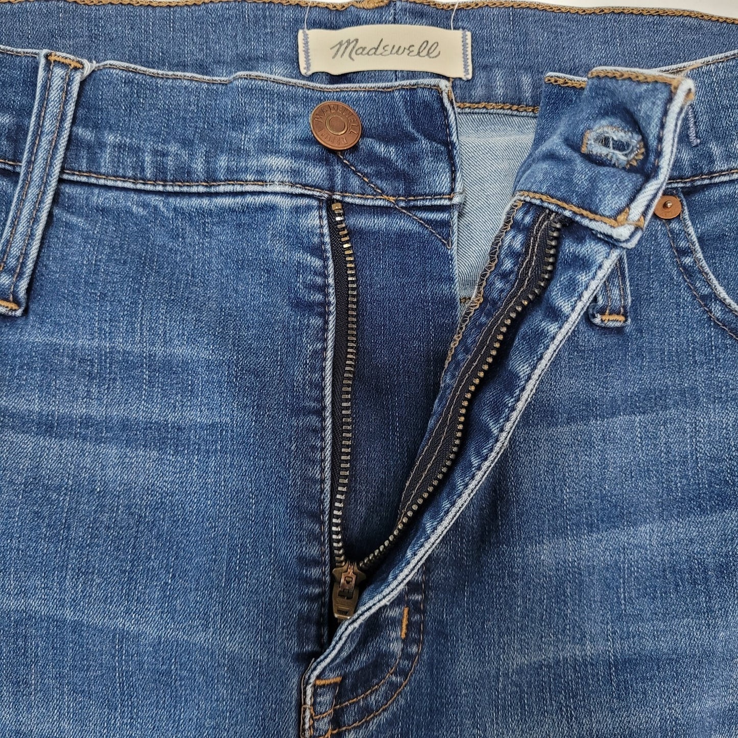 Madewell Blue Denim Cali Demi Boot High Rise Crop Jeans Size 34 (38x24)