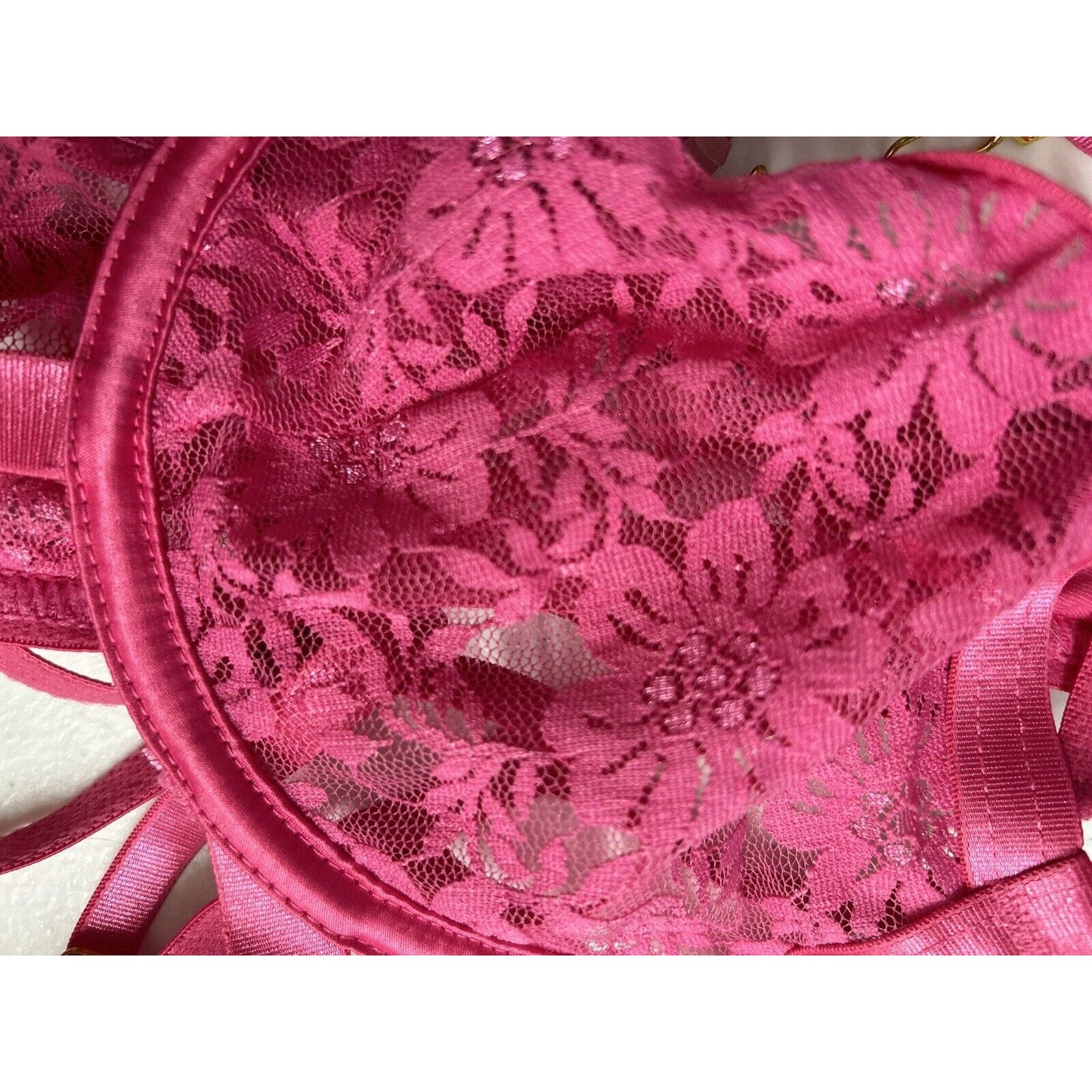 Playboy x Yandy Lingerie Pink Floral Lace Underwire Unlined Bra Garter Belt L
