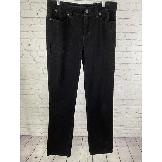 Talbots Heritage Solid Black Corduroy Mid Rise Straight Leg Pants 6 (30 x 31.5)