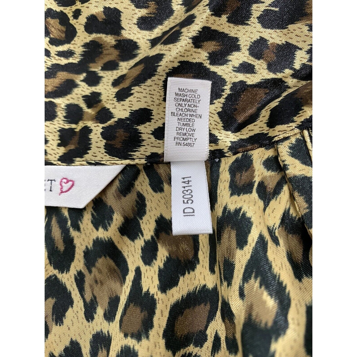 Victorias Secret Gold Cheetah Print Satin Long Sleeve Button Up Pajama Shirt S