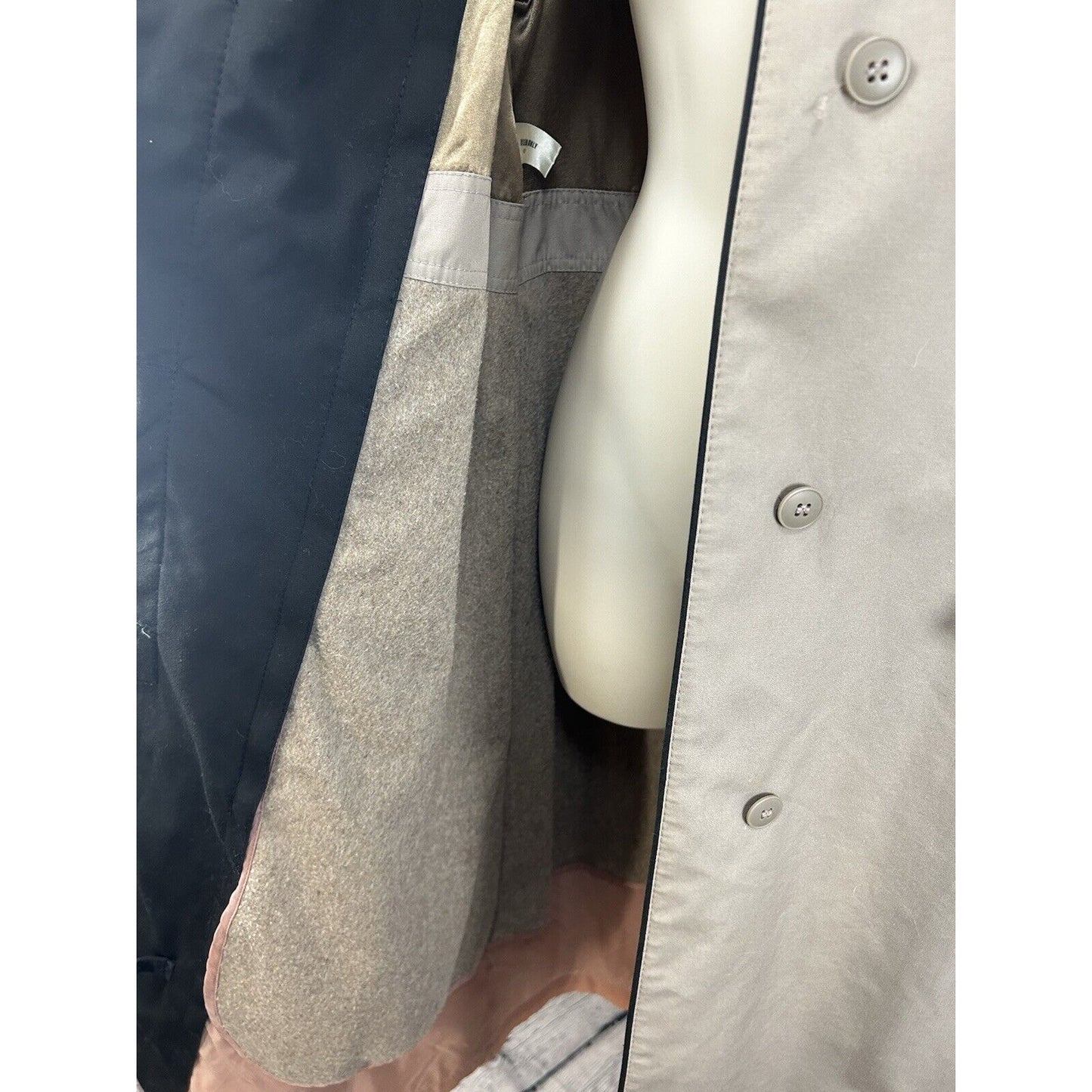 VTG Foxland By Lanson Beige Zip Out Liner Collared Women’s Long Trench Coat 12