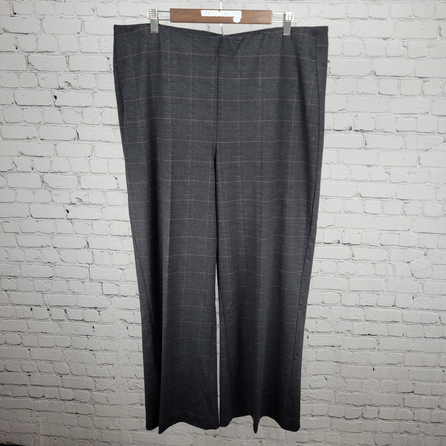 NWT Jones JNY Black Glen Check Pull On Wide Leg High Rise Pants 2X (38x29.5)