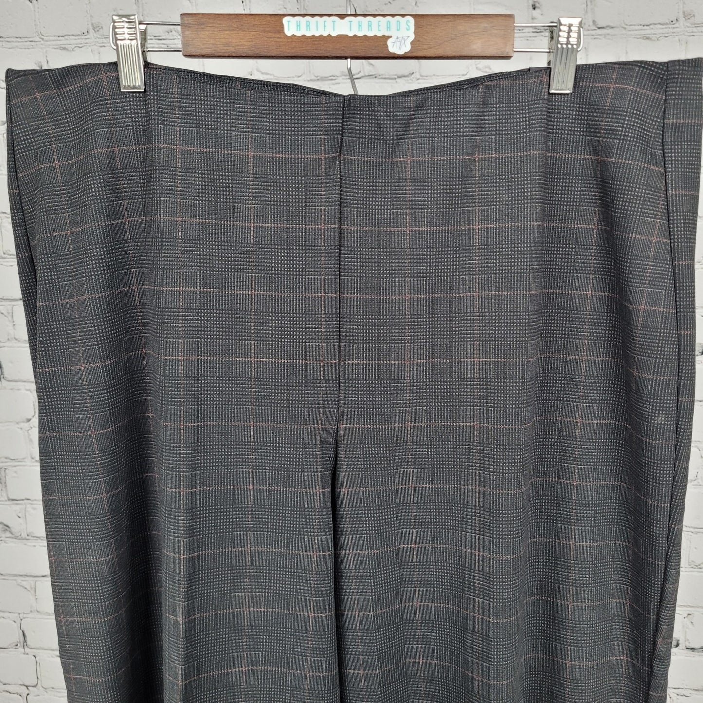 NWT Jones JNY Black Glen Check Pull On Wide Leg High Rise Pants 2X (38x29.5)