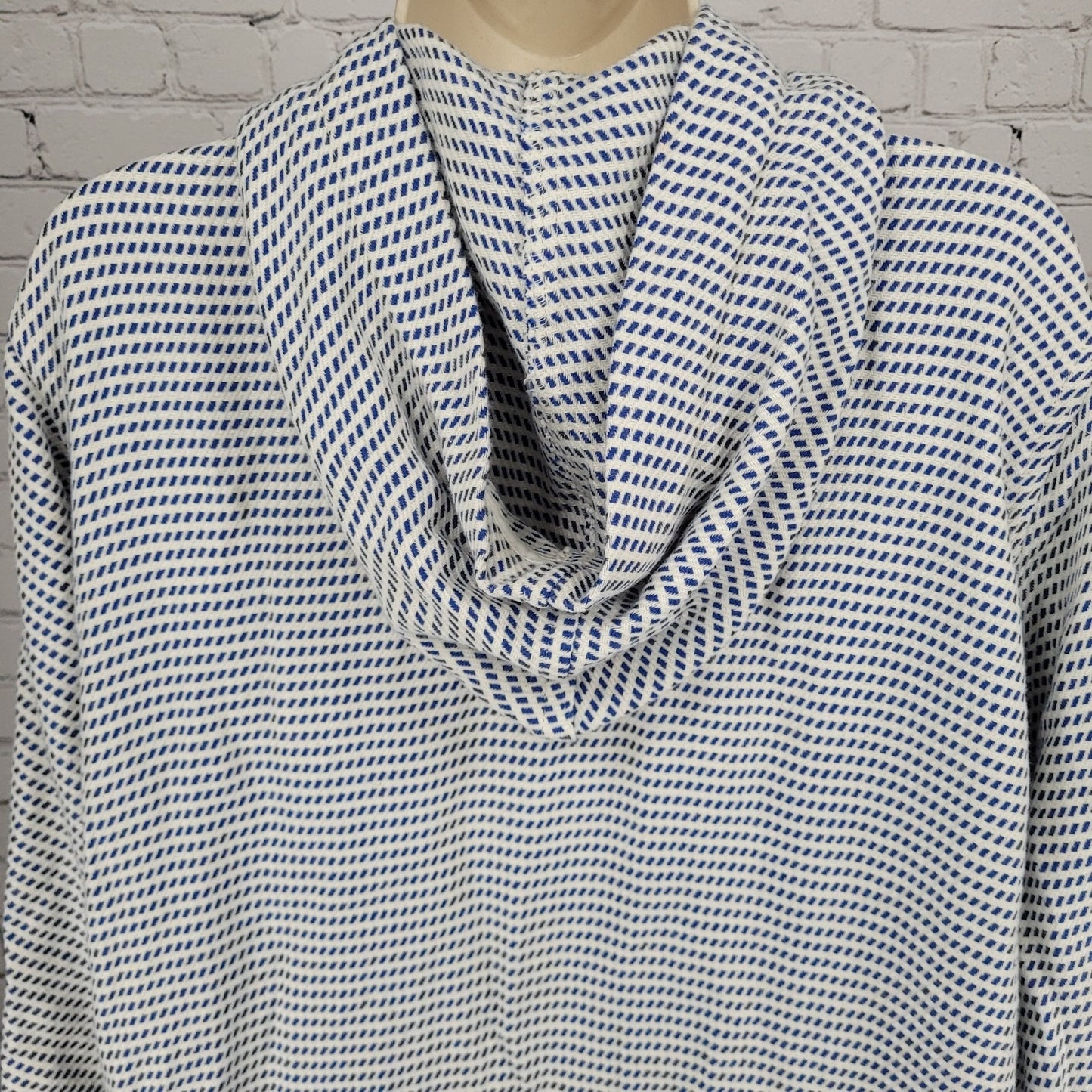 Dreamweaver Textiles Blue White 100% Cotton Long Sleeve Hooded Robe One Size O/S
