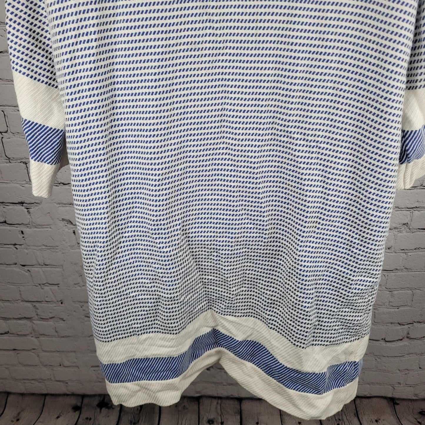 Dreamweaver Textiles Blue White 100% Cotton Long Sleeve Hooded Robe One Size O/S