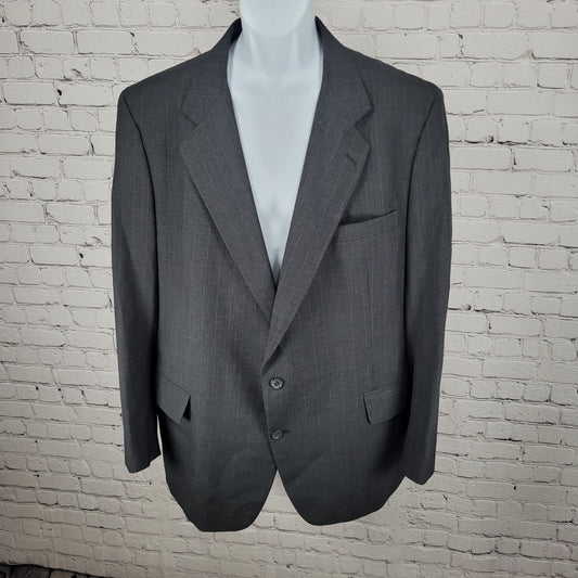 Jos A Bank Grey 100% Wool Pinstriped 2 Button Blazer Sport Coat Size 46L