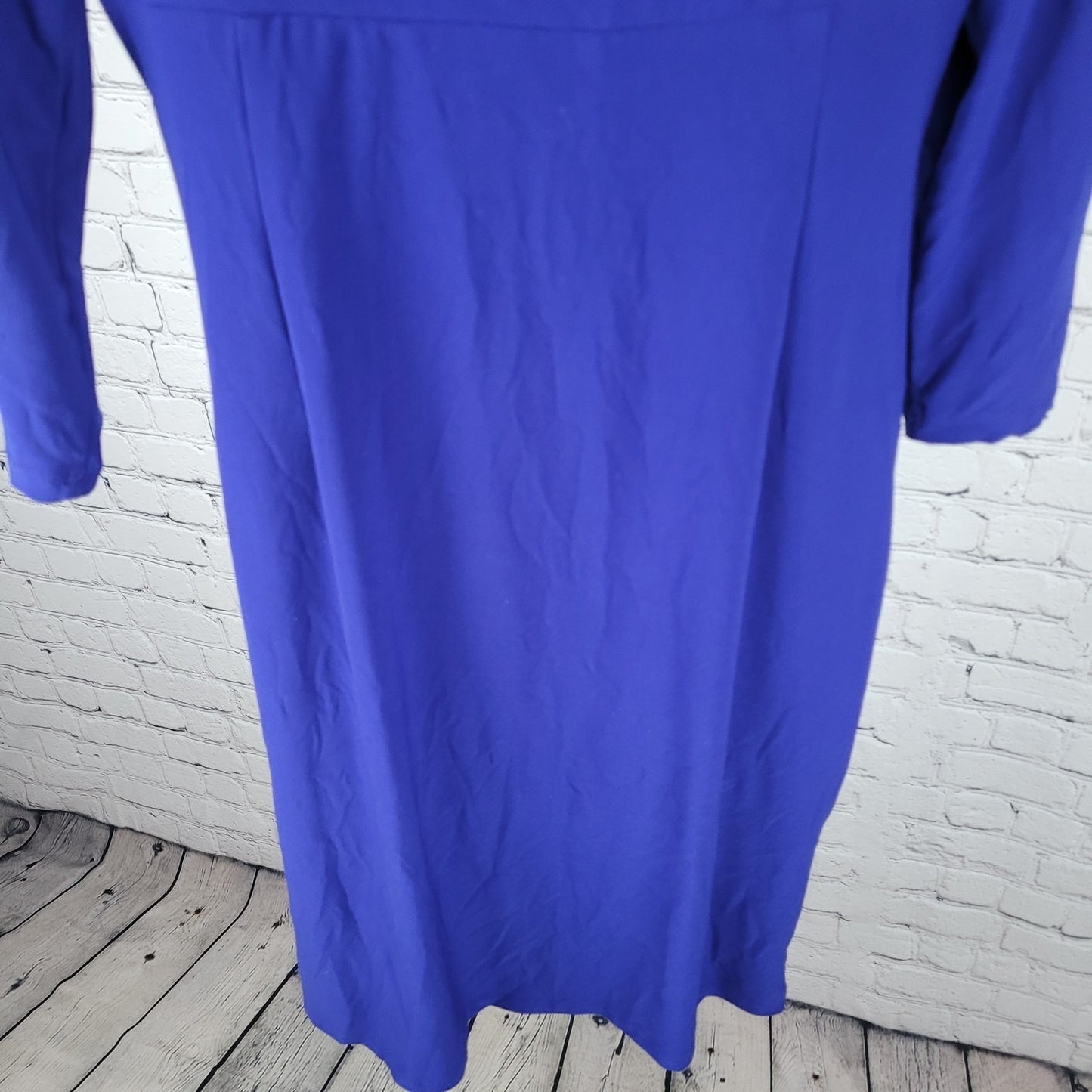 Lauren Ralph Lauren Royal Blue Ruched Plunge 3/4 Sleeve Dress Size 8P