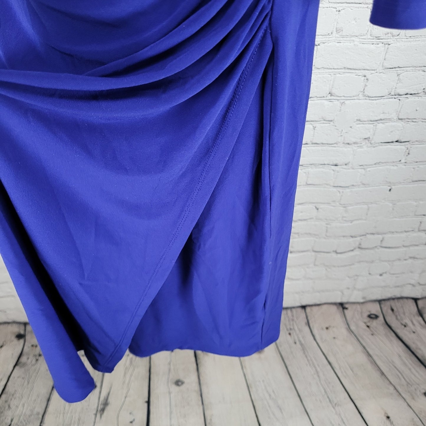 Lauren Ralph Lauren Royal Blue Ruched Plunge 3/4 Sleeve Dress Size 8P