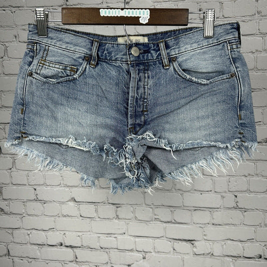 We The Free Light Blue Denim Cotton Distressed Jean Hot Shorts Size 26 (29X2)