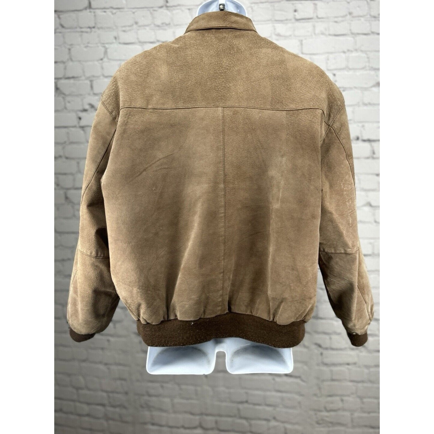 Comint Brown 100% Genuine Leather Lined Long Sleeve Bomber Jacket Size Large L