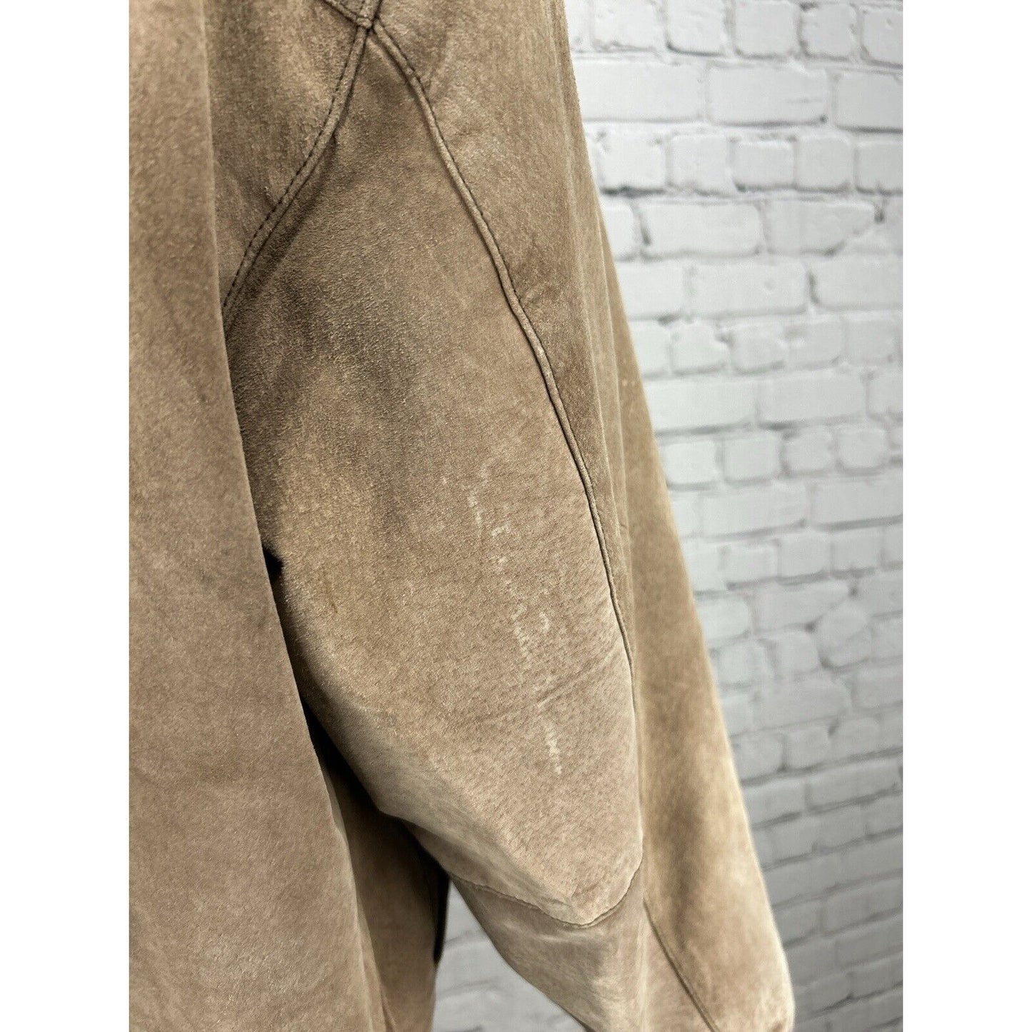 Comint Brown 100% Genuine Leather Lined Long Sleeve Bomber Jacket Size Large L