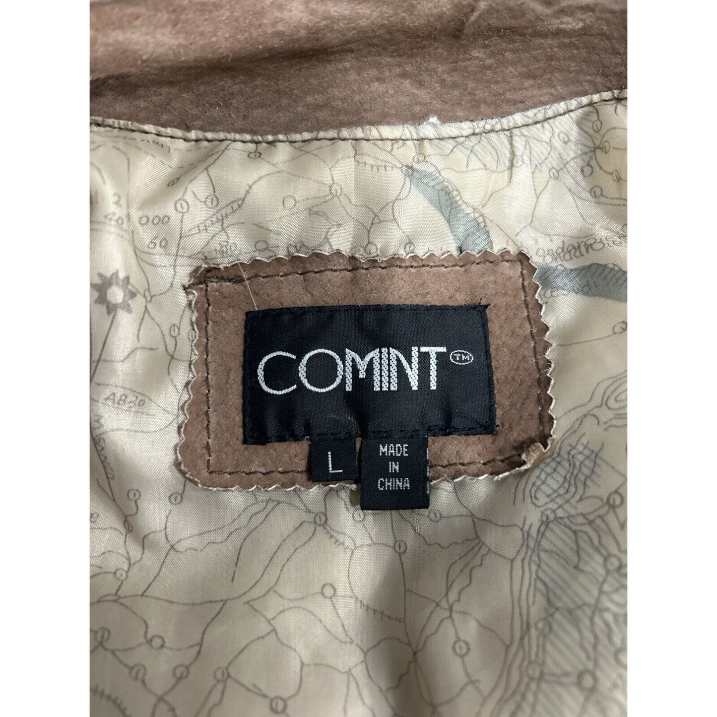 Comint Brown 100% Genuine Leather Lined Long Sleeve Bomber Jacket Size Large L