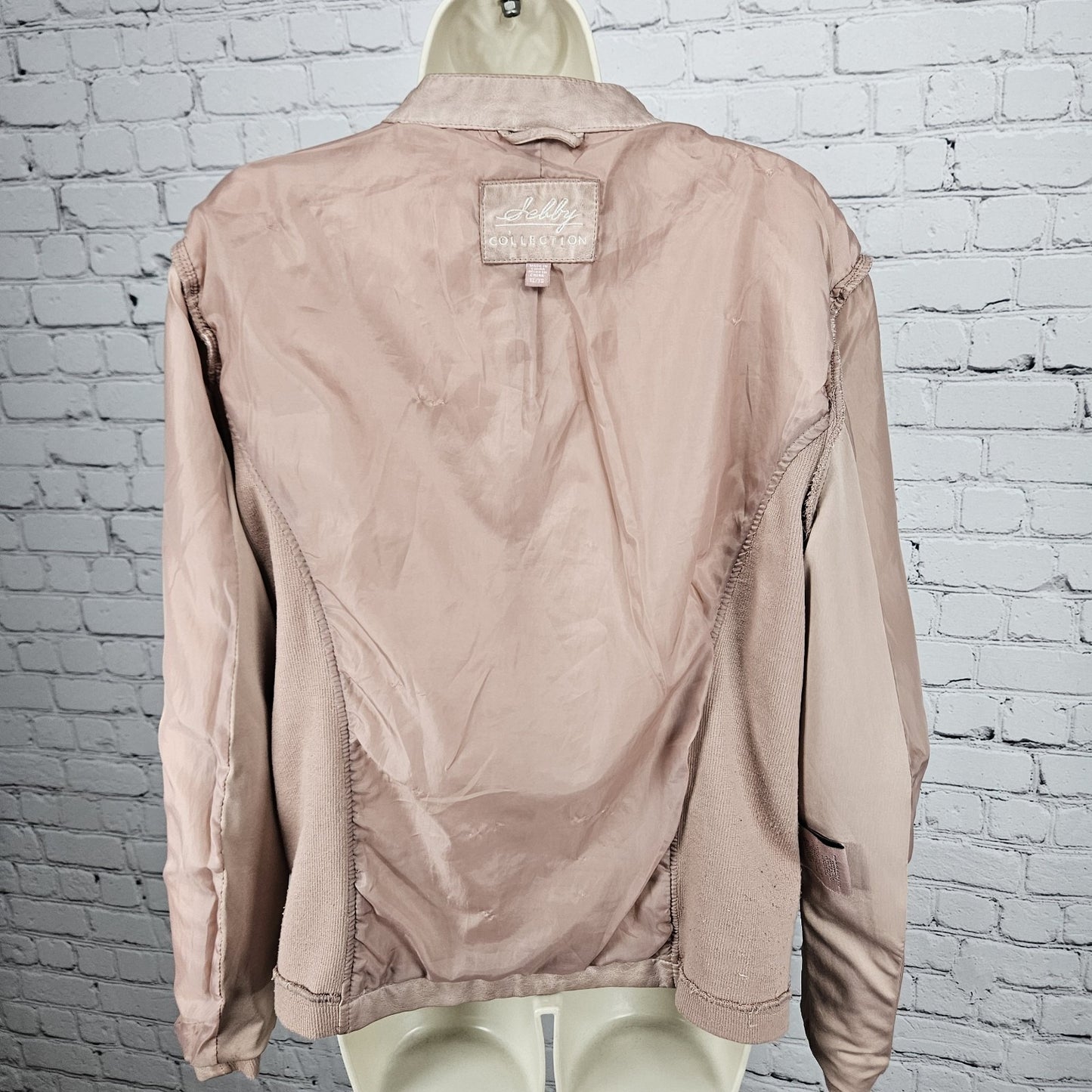 Sebby Pink Blush Faux Vegan Leather Full Zip Stretch Knit Sides Moto Jacket XL