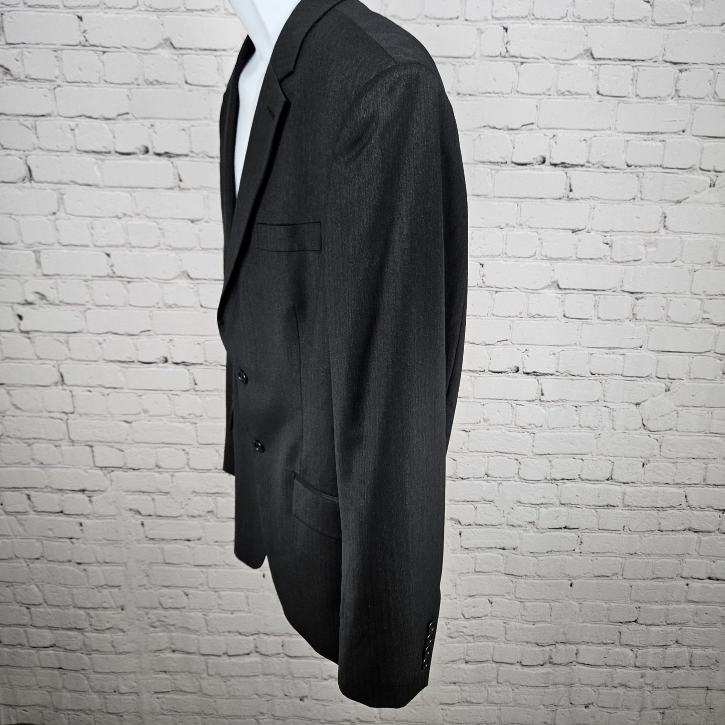 Ricardo Almeida Black Wool Cashmere 2 Button Vented Notch Blazer Sport 52 US 42