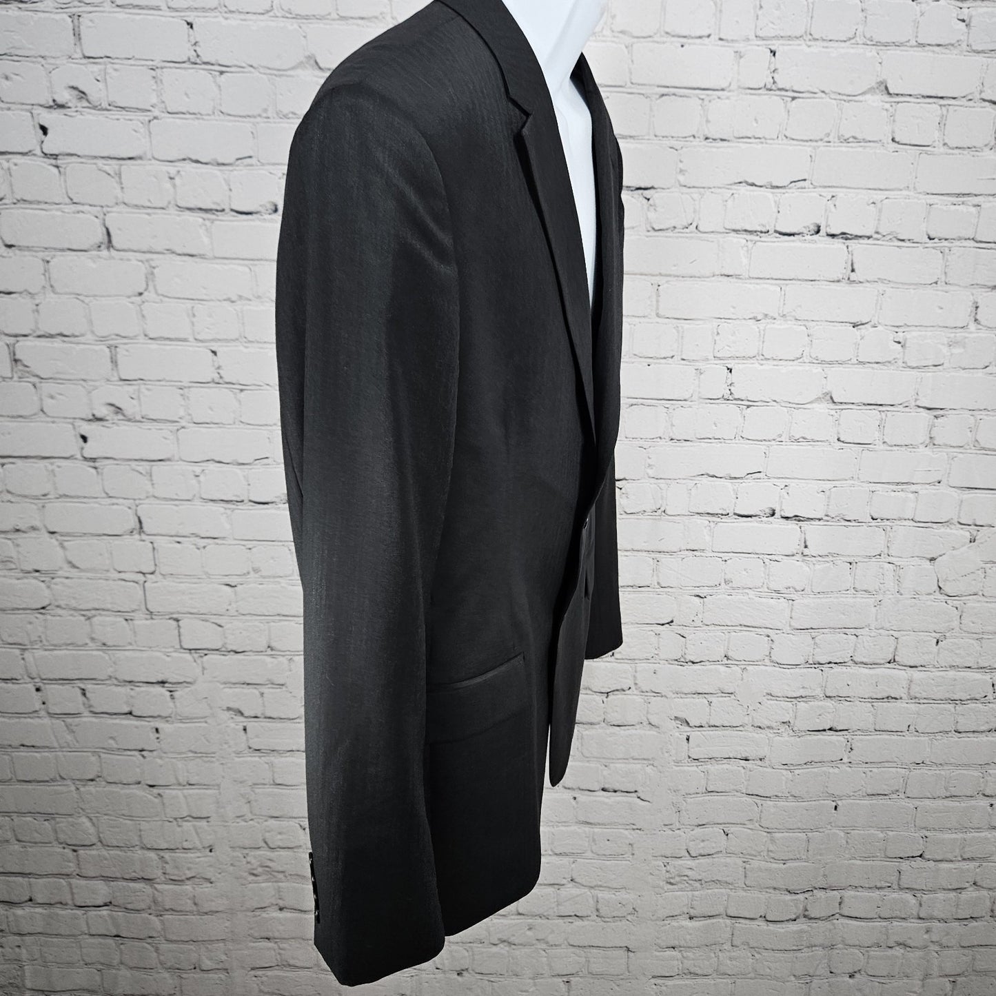 Ricardo Almeida Black Wool Cashmere 2 Button Vented Notch Blazer Sport 52 US 42