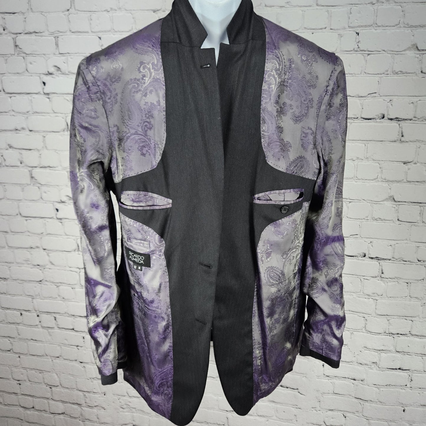 Ricardo Almeida Black Wool Cashmere 2 Button Vented Notch Blazer Sport 52 US 42