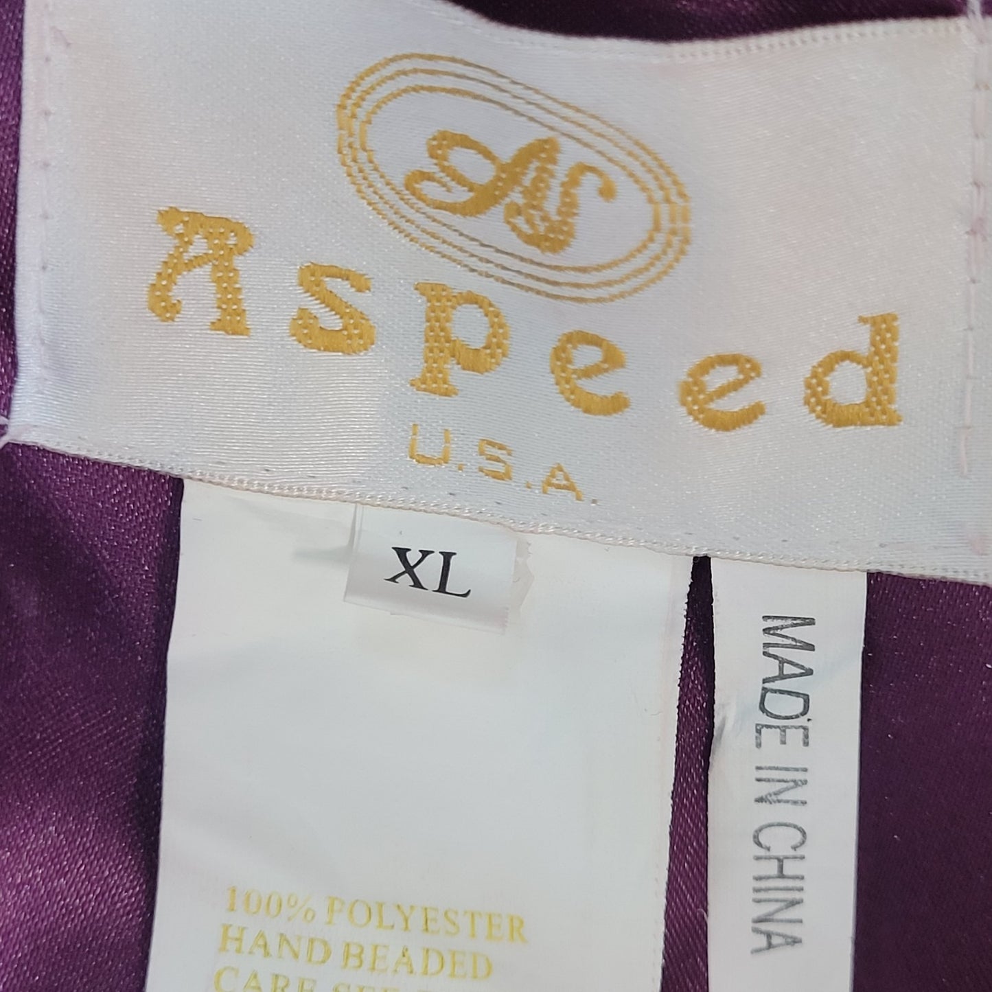 Aspeed Purple Chiffon One Shoulder Brooch Embellished Dress Gown USA Size XL