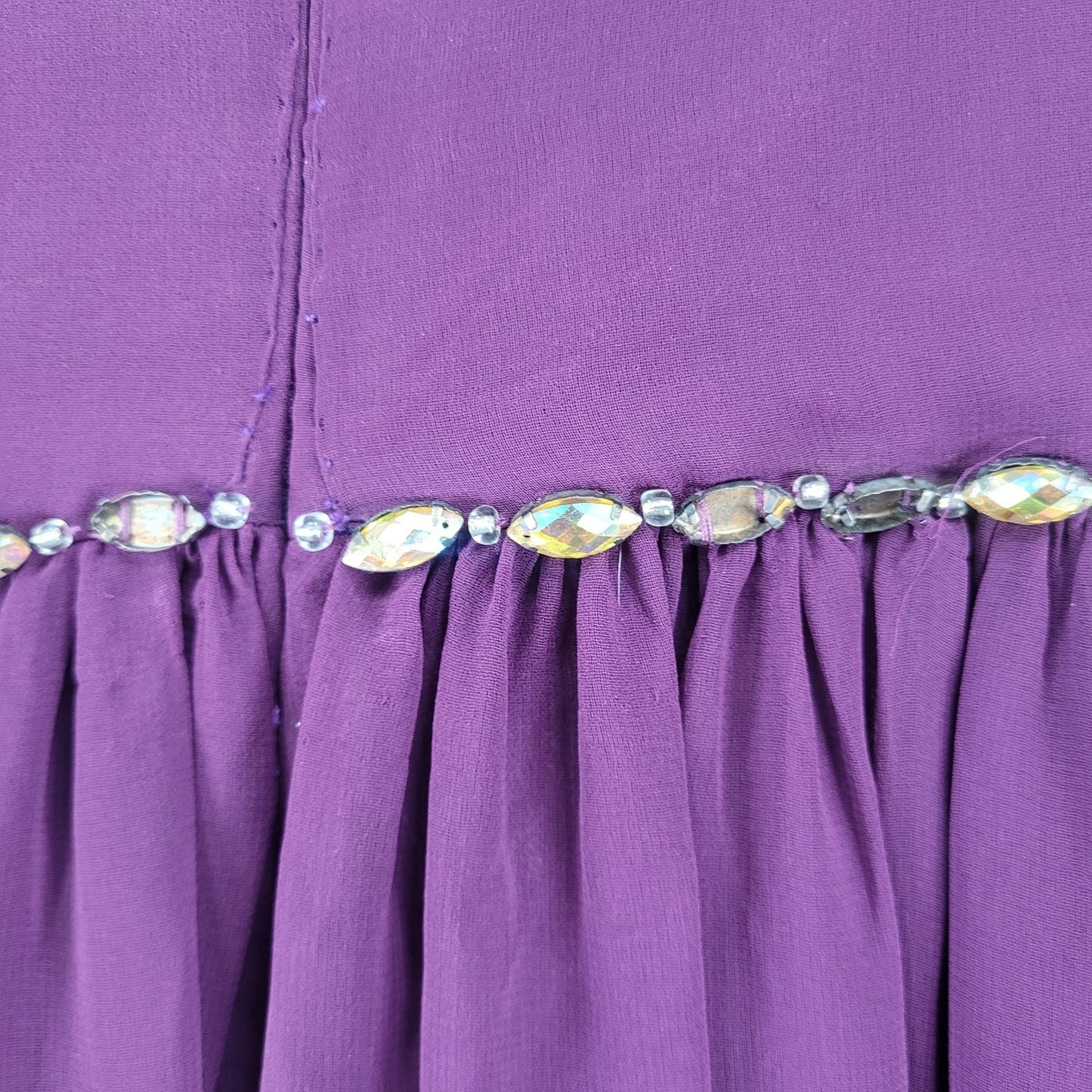 Aspeed Purple Chiffon One Shoulder Brooch Embellished Dress Gown USA Size XL