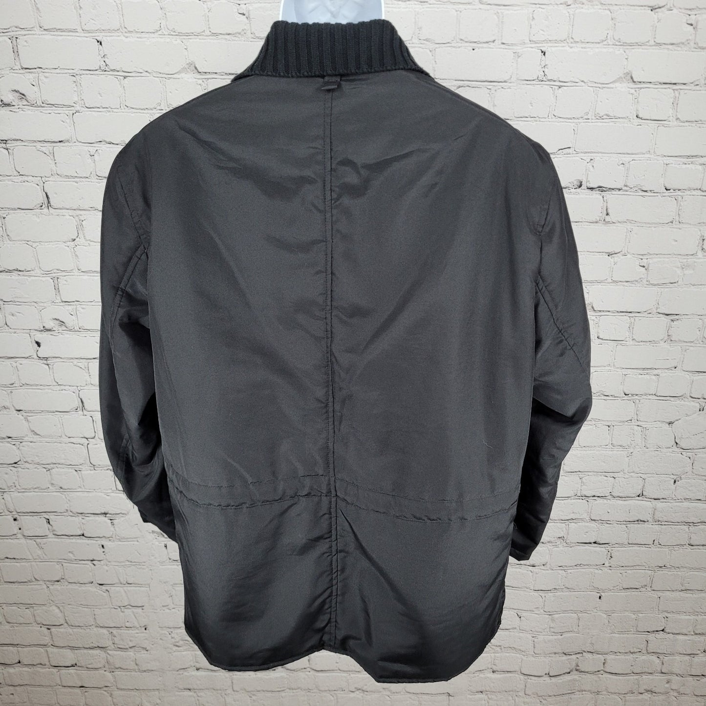 Zara Man Black Full Zip Knit Collar Lightweight Zip Pockets Jacket Size Large L