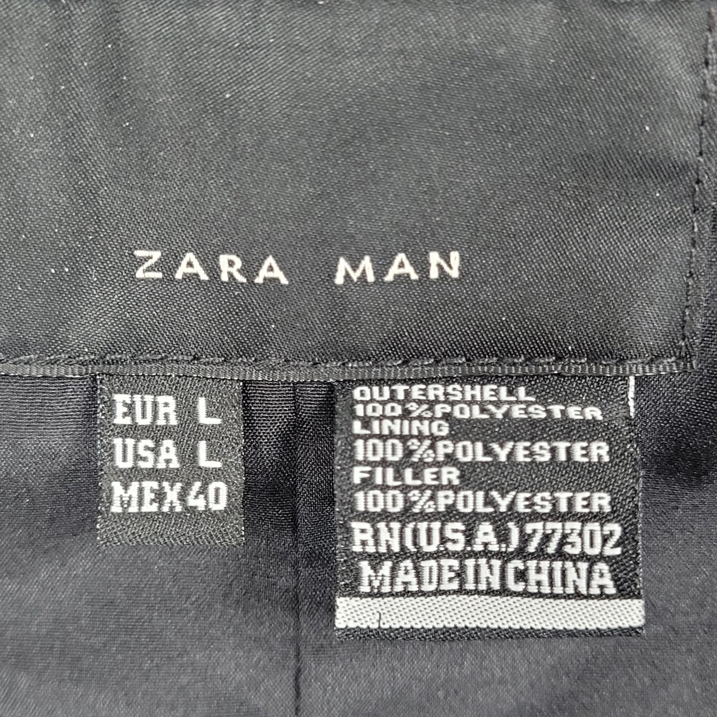 Zara Man Black Full Zip Knit Collar Lightweight Zip Pockets Jacket Size Large L