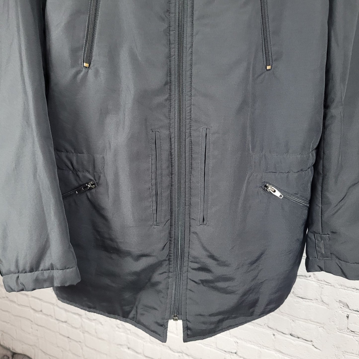 Zara Man Black Full Zip Knit Collar Lightweight Zip Pockets Jacket Size Large L