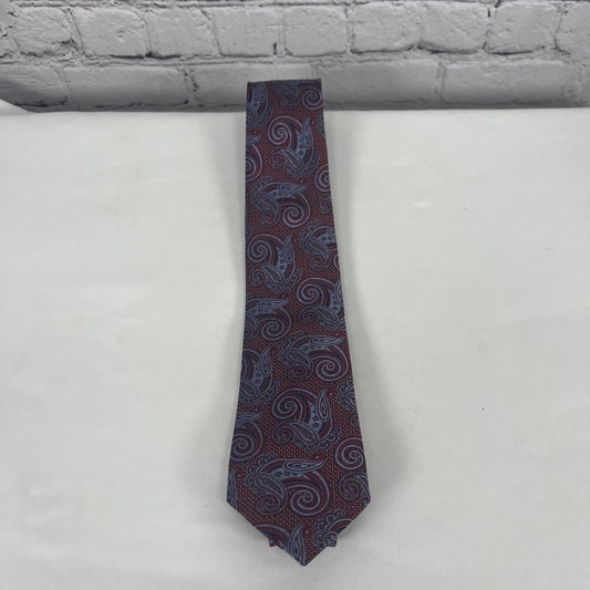 Jos A Bank Red Blue Signature Collection Paisley 100% Silk Neck Tie (58"x3")