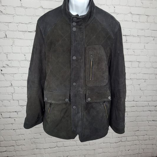Robert Graham Black Genuine Lamb Suede Leather Classic Fit Heavy Jacket Size XL