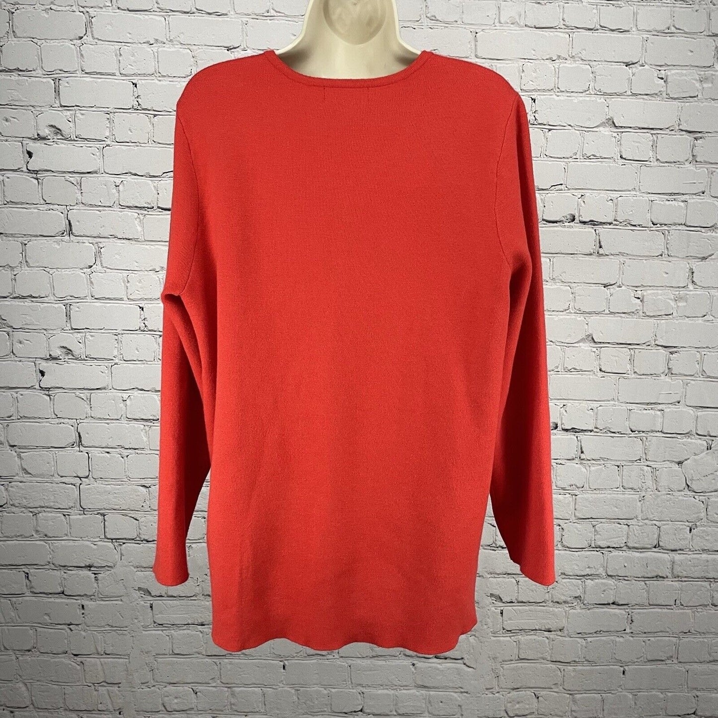 Marled Red Rayon Blend Button Up Knit Sweater Cardigan Pockets Size Large L