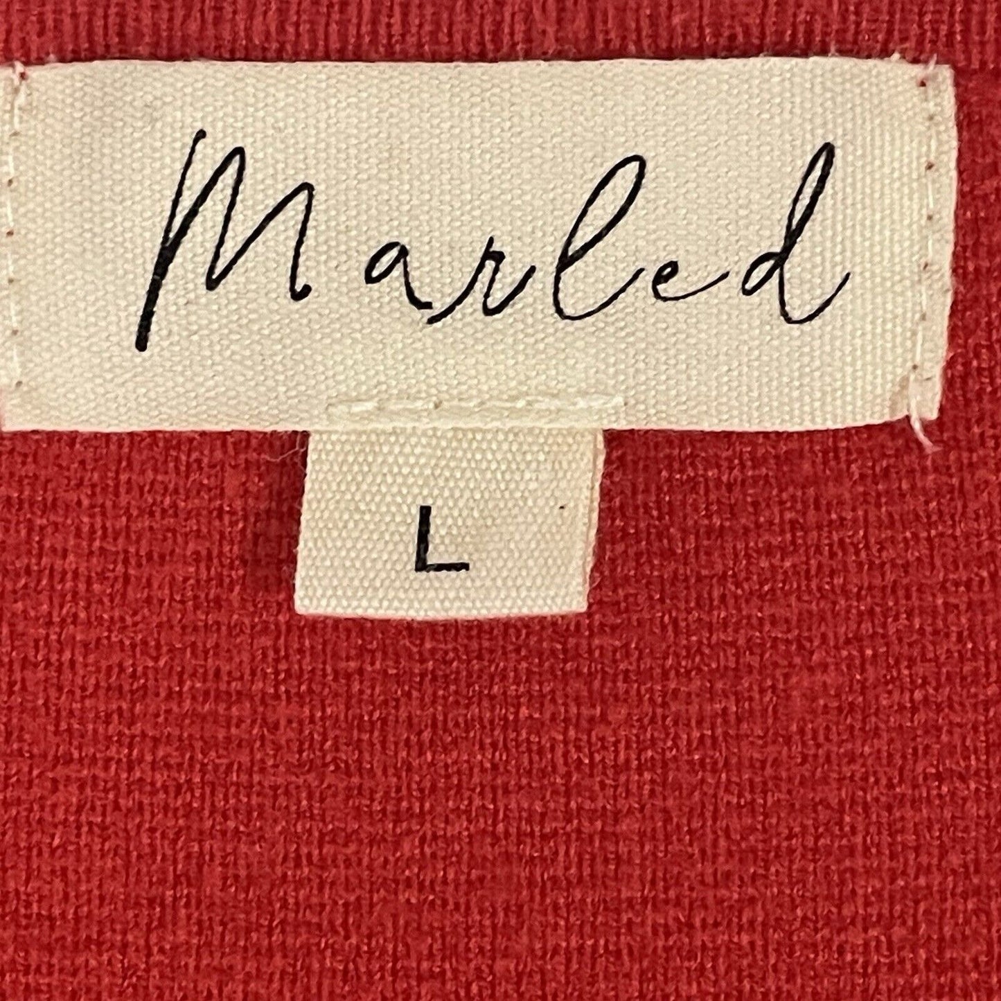 Marled Red Rayon Blend Button Up Knit Sweater Cardigan Pockets Size Large L