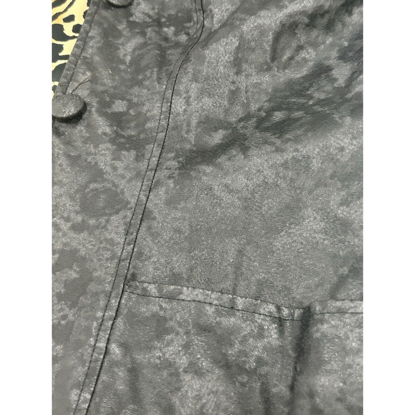 VTG Serious Black Faux Leather 100% Man Made Lined Coat USA Women’s Size Medium