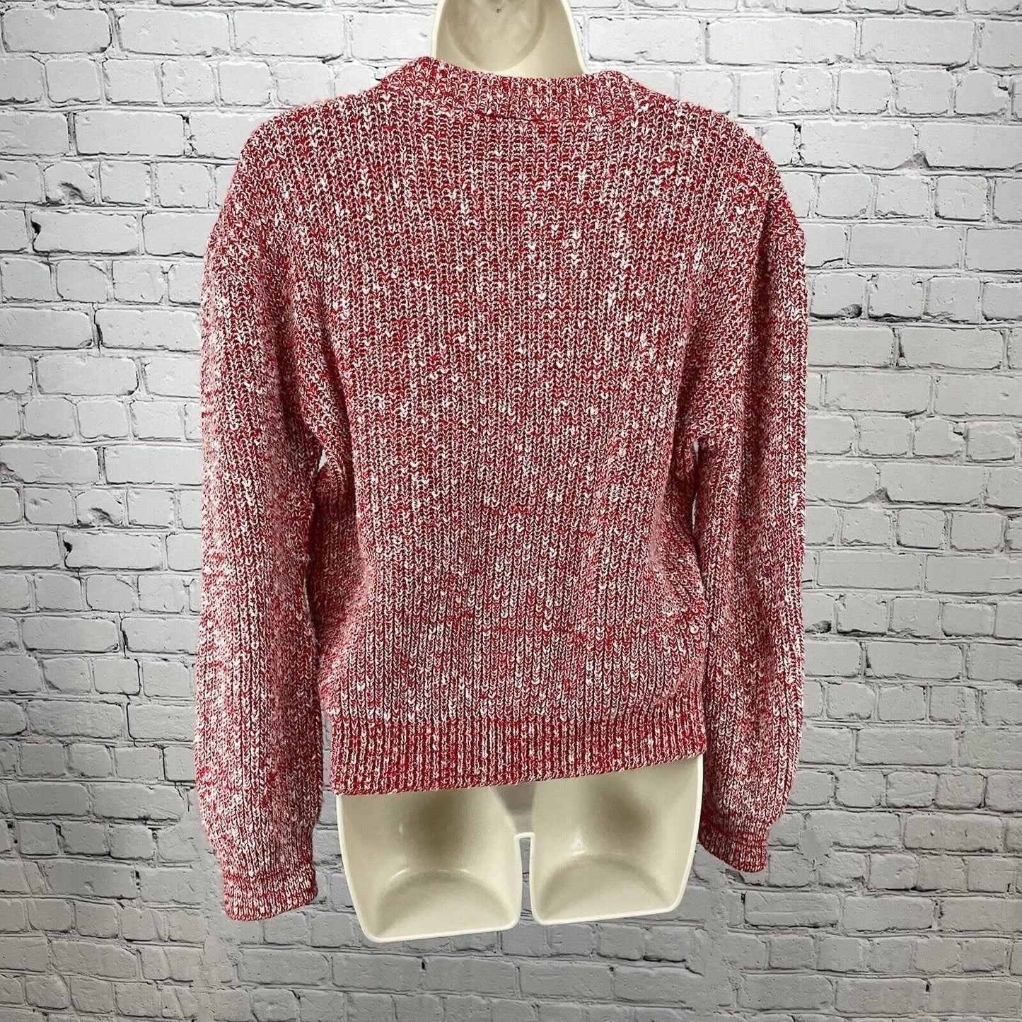 VTG Bel Ami Red Speckled Chunky Knit Sweater Long Sleeve USA Made Size Medium M
