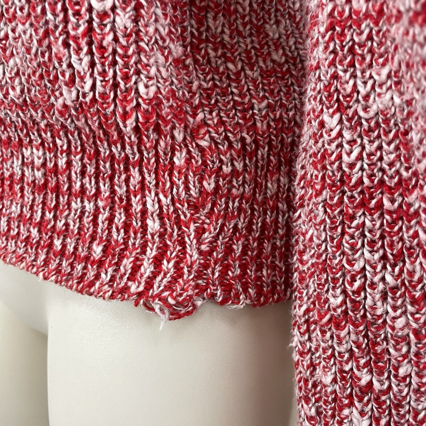VTG Bel Ami Red Speckled Chunky Knit Sweater Long Sleeve USA Made Size Medium M