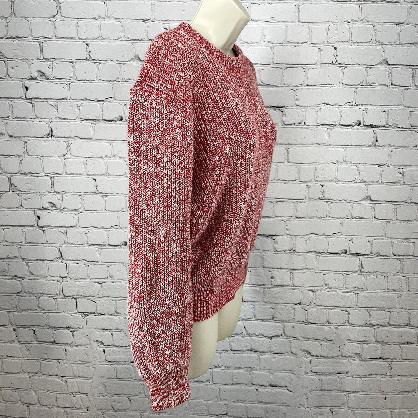 VTG Bel Ami Red Speckled Chunky Knit Sweater Long Sleeve USA Made Size Medium M