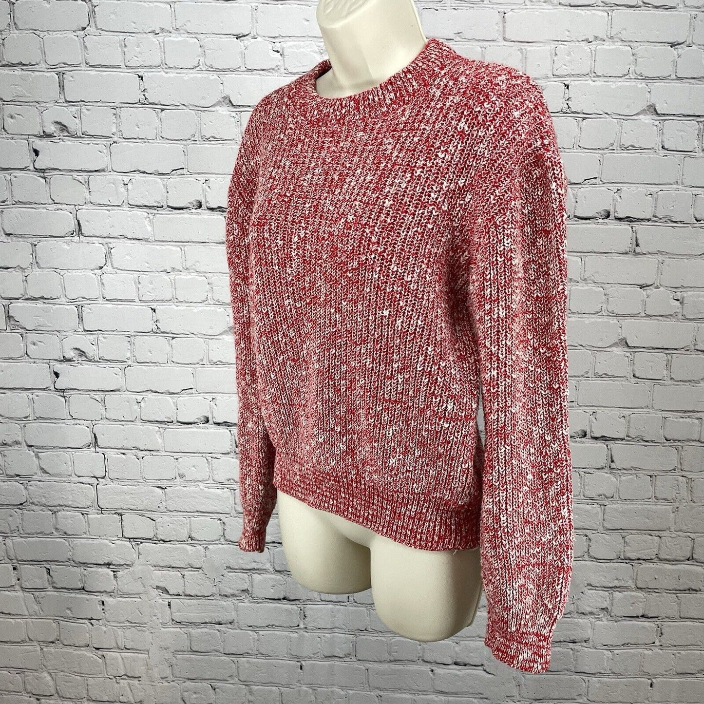 VTG Bel Ami Red Speckled Chunky Knit Sweater Long Sleeve USA Made Size Medium M