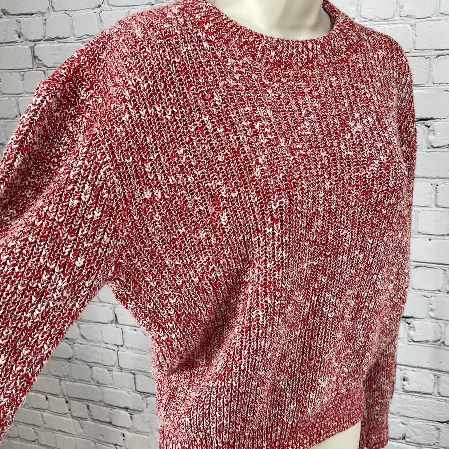 VTG Bel Ami Red Speckled Chunky Knit Sweater Long Sleeve USA Made Size Medium M